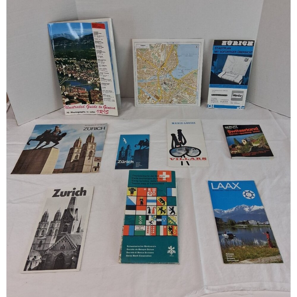 Switzerland Ephemera VTG 1967 Lot of 10 Travel Guidebooks, Maps, Brochures GUC
